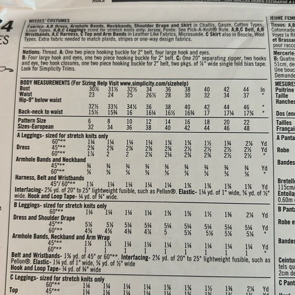 Simplicity Costume Pattern S8074 - Picture 3 of 3